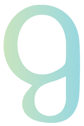 אות g קטנה בעיצוב טיפוגרפי מעוגל וזורם