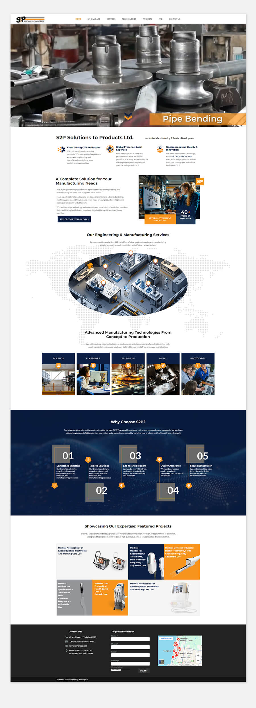 עיצוב אתר לחברה תעשייתית בתחום ייצור ועיבוד מתכות עם עמוד בית הכולל שירותים, מוצרים ותוכן מקצועי